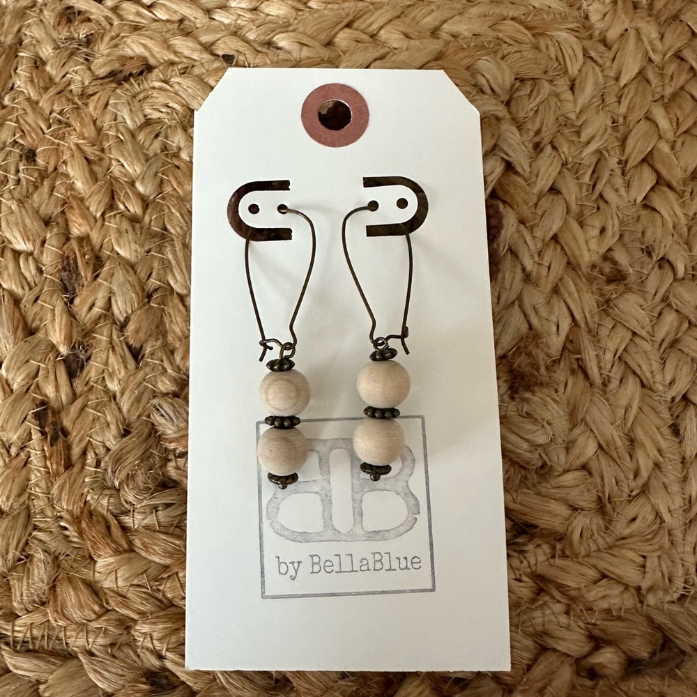 NEW Handmade Wood Bead Earrings.  Cute earrings
